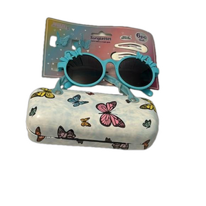 Butterfly Sunglasses, Hard Case & Hair Pins Set